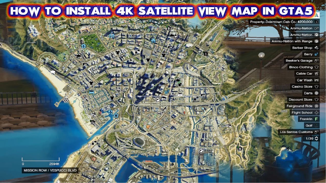4K Satellite View Map bundled with radar mod & zoom script. - GTA5