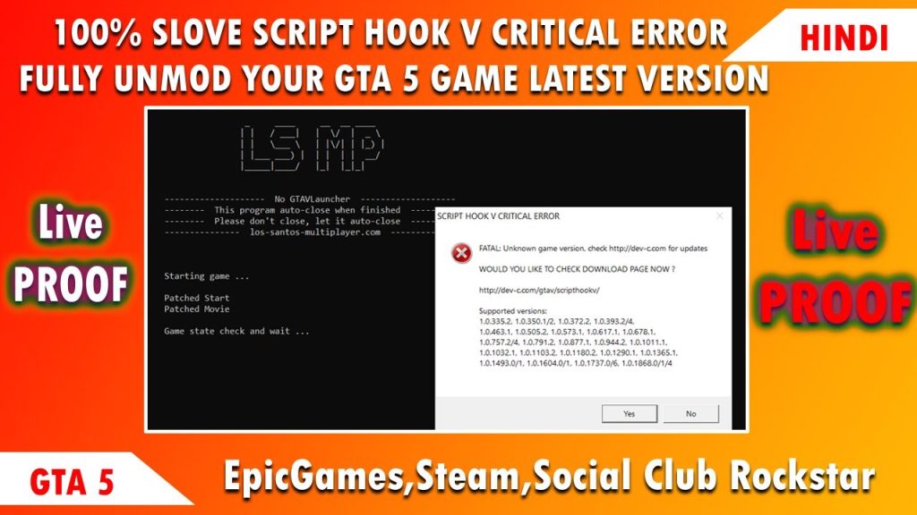 1645532801 maxresdefault How To Fully Unmod GTA 5 Latest Version | Script Hook V Updated ? | Critical Error | 100% Working