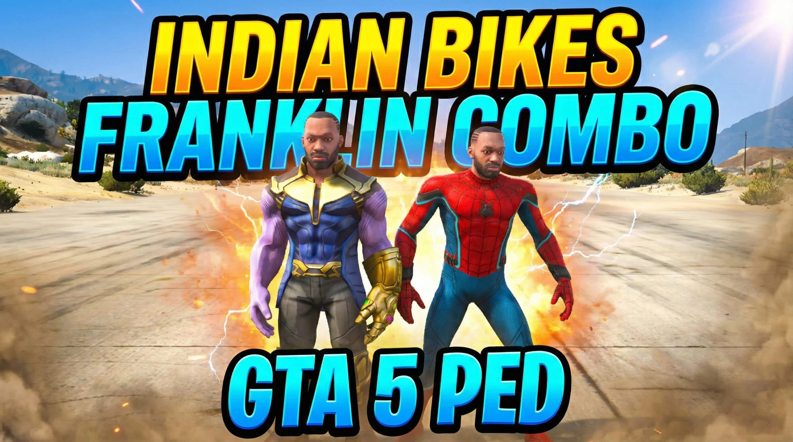 GTA 5 Indian Bikes Franklin Combo Ped Pack Thanos & Spider-Man 1 GTA 5 Indian Bikes Franklin Combo Ped Pack