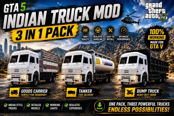 GTA 5 Indian Truck Mod 3 IN 1 Pack - Carrier Tanker Dump Truck